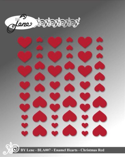 BLA007 By Lene Enamel Heart Christmas Red 54 pcs. julerøde klistermærker enameldots