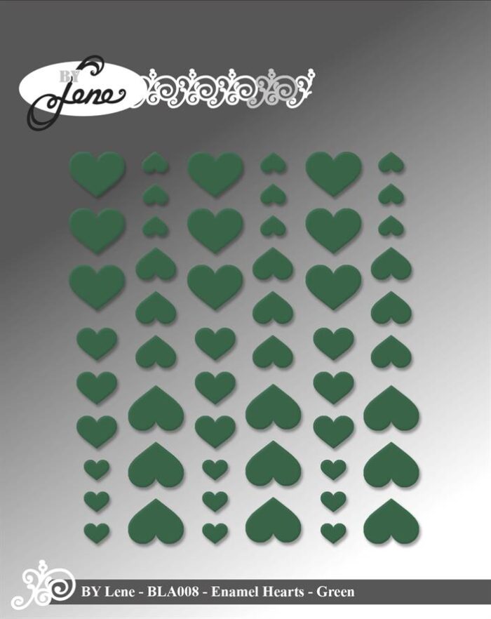 BLA008 By Lene Enamel Heart Green 54 pcs. grønne klistermærker enameldots