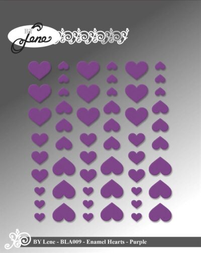 BLA009 By Lene Enamel Heart purple 54 pcs. lilla klistermærker enameldots