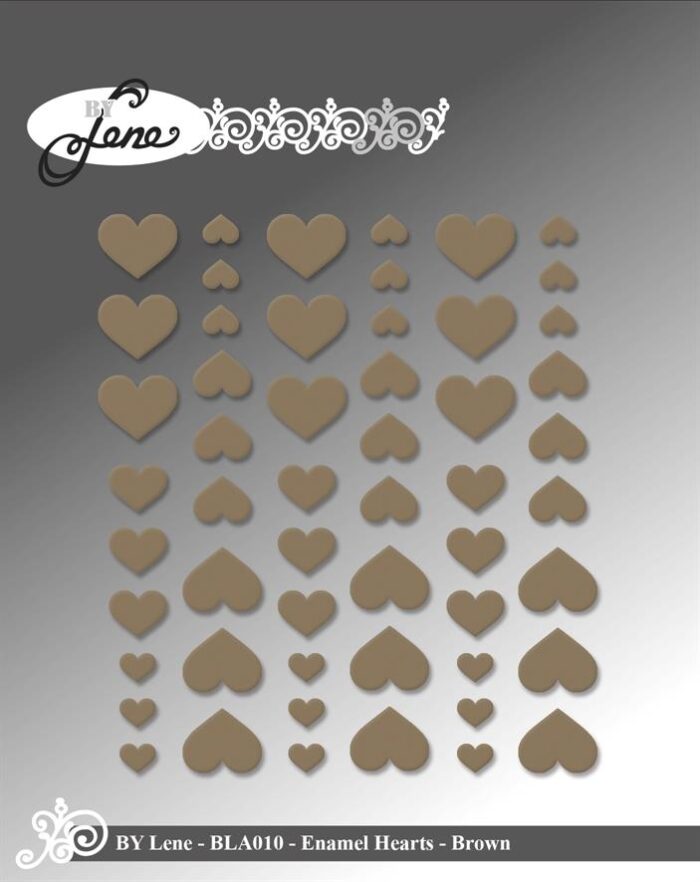 BLA007 By Lene Enamel Heart brown caffe cafe latte 54 pcs. brune klistermærker enameldots