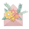 665078 Sizzix die 12 pk Flowers with Envelope by Jennifer Ogborn blomster kuvert konvolut grene