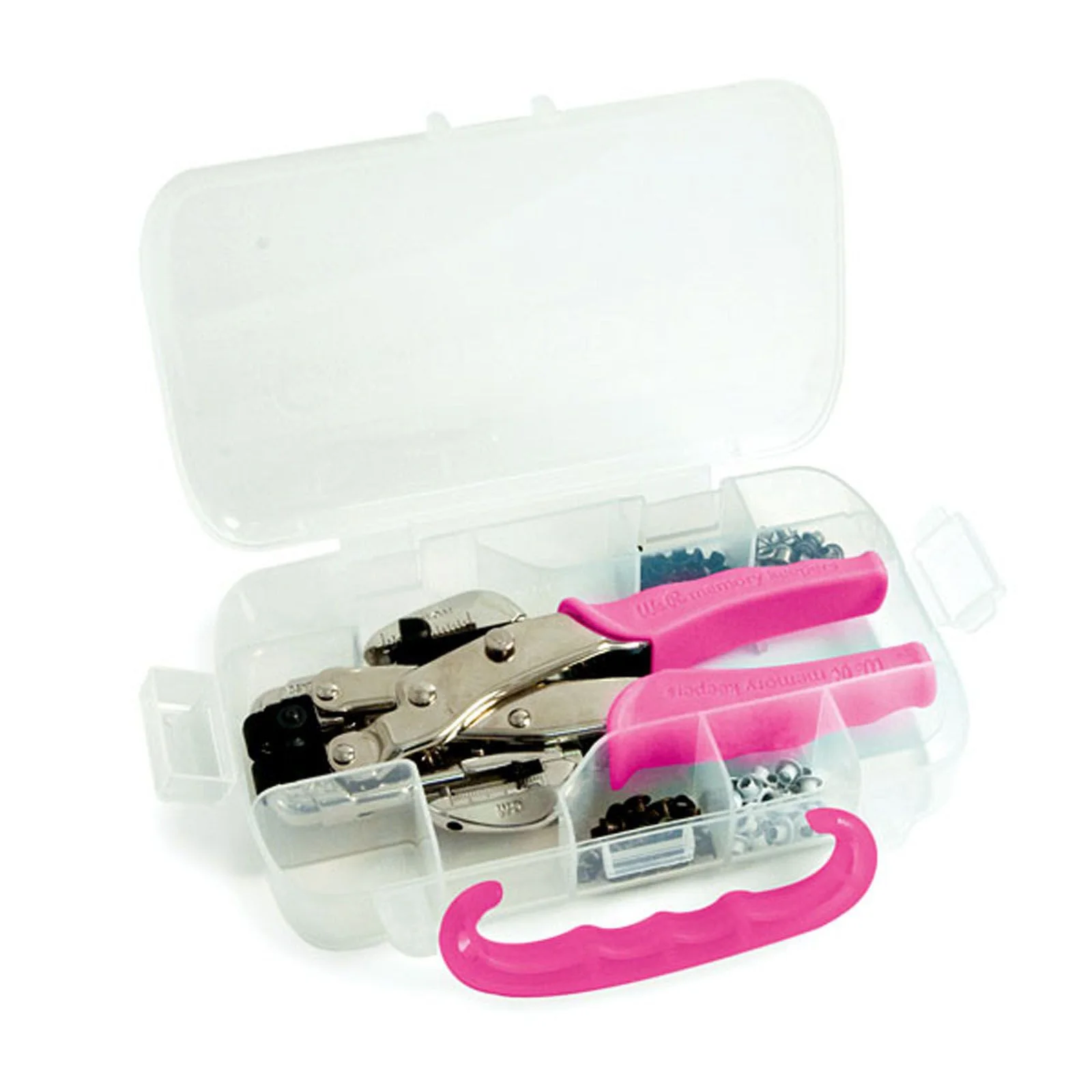 70908-4 We R Memory Keepers Crop-A-Dile Punch and Pink Case crop a dile cropadile tang pink kit eyelet setter