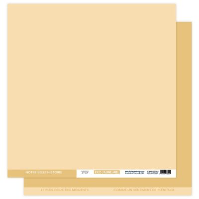 FDPU123002 Florilèges Design Papier Uni Duo Jaune Miel gul glat karton dobbeltsidet 30x30