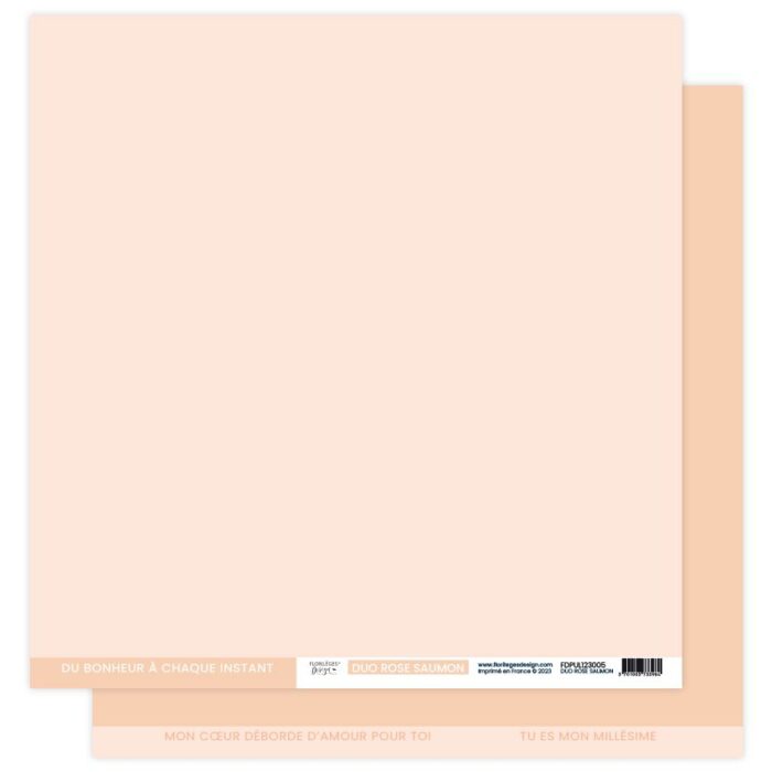 FDPU123005 Florilèges Design Papier Uni Duo Rose Saumon fersken farvet laksefarvet lyserød orange karton papir 30x30