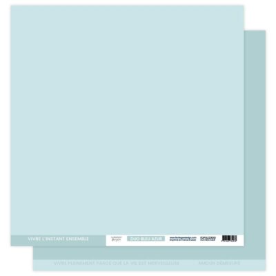 FDPU123011 Florilèges Design Papier Uni Duo Bleu Azur blå turkis grønt karton papir 30x30