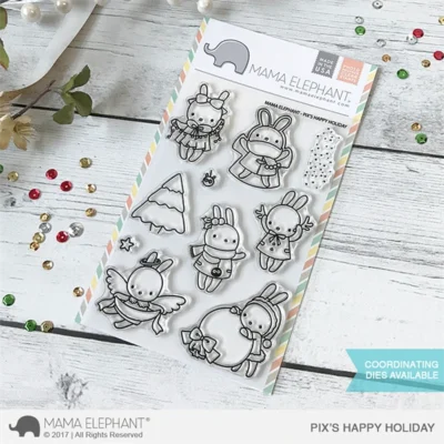 Mama Elephant clearstamp Pix's Happy Holiday kanin jule stempler stempel