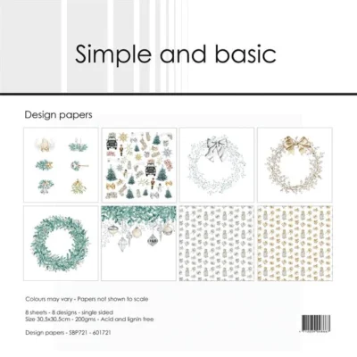 SBP721 Simple and Basic design papers Elegant Christmas julepapir karton nøddeknækkere julekugler kranse