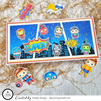 ThreeScoops_STEMPEL_TSSS041_Superhelte ord_110kr stempel stempler tekster cartoon tegneserie ThreeScoops_DIES_TSCD0279_Tegneserieramme Slimline_125kr cartoons wow omg! talebobler ThreeScoops_DIES_TSCD0277_Skyline højhuse_69kr skyline højhuse høje bygninger silhuette