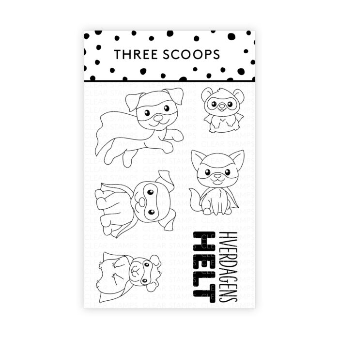 ThreeScoops_STEMPEL_TSSM0265_SuperhelteKæledyr_55kr stempel stempler superhelte katte hamster mus hunde marsvin