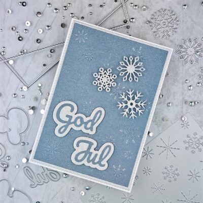 135062 Barto Design Dies Small Snowflakes snefnug iskrystaller 135057 Barto Design Dies A6 Backcover - Snowflake snefnug baggrund iskrystaller julekort