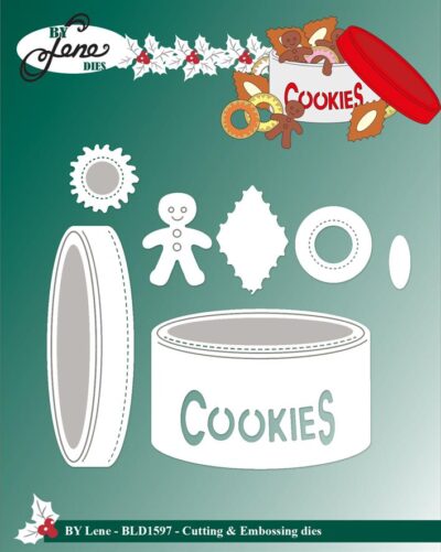 BLD1597 By Lene dies Cookie Tin kagedåse småkager julesmåkager kagemand klejner vaniljekranse mandel