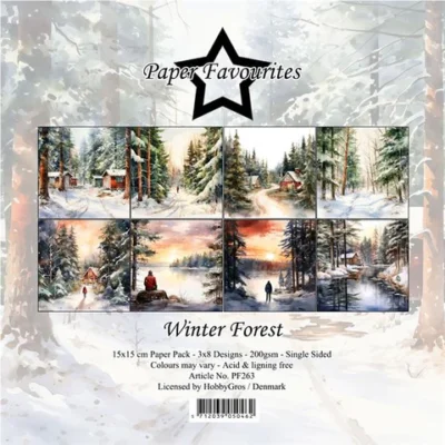 PF263 Paper Favourites Paper Pack Winter Forest julemotiver julepapir julekarton skov træer