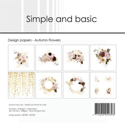 SBP522 Simple and Basic Design Papers Autumn Flowers blomster karton kranse efterårsfarver