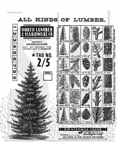 TH-CMS476 Stampers Anonymous Tim Holtz Cling Stamp Winter Woodlands juletræ grankogler julemotiver stempel stempler