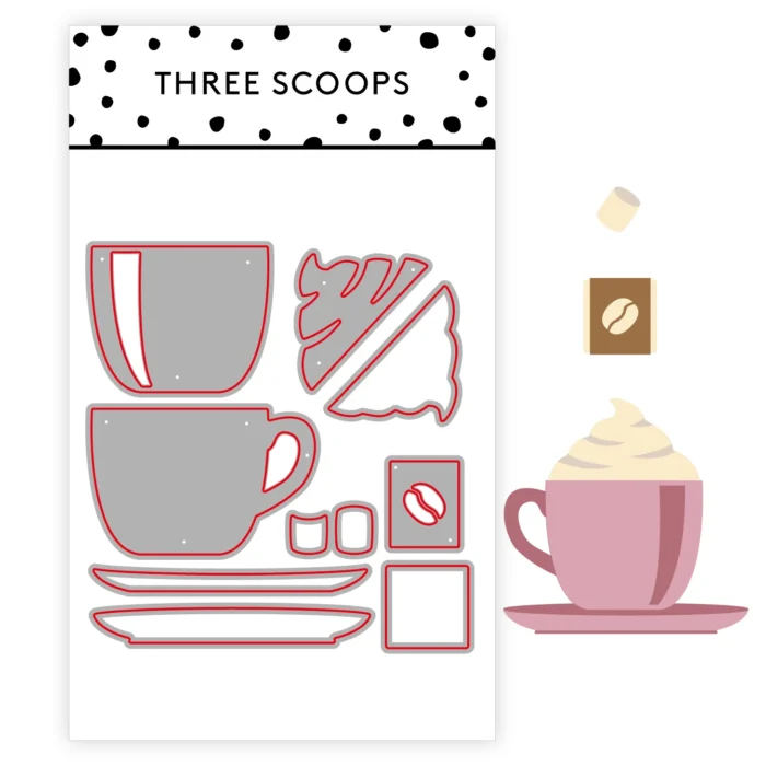 Three Scoops DIES TSCD0300 Kaffekop dies thekrus tekrus kaffehygge venindehygge julehygge varm kakao chokolade flødeskumstop skumfidus sukkerknald