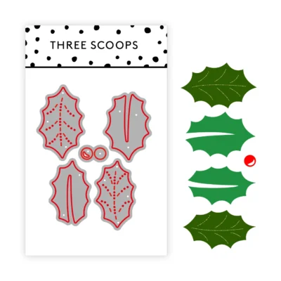 Three Scoops DIES TSCD0306 Kristjørn dies kristtjørn holly christmas berries julekort julegrønt