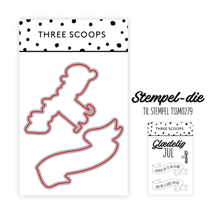 Three Scoops STAMPCUT TSCD0291 Bannere Glædelig Jul TSSM0279 Bannere Glædelig Jul God jul godt nytår banner julekort