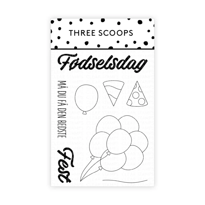 Three Scoops STEMPEL TSSM0272 Fødselsdagsfest Balloner Festhatte partyhats