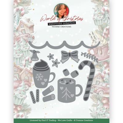 YCD10323 Yvonne Design dies Christmas Mug julekop varm kakao chokolade sukkerstop juleslik sløjfer kanel skumfiduser
