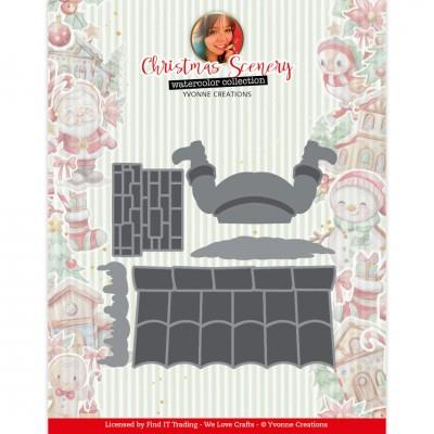 YCD10336 Yvonne Design dies Chimney julemanden i skorsten tagryg santa claus stuck in chimney