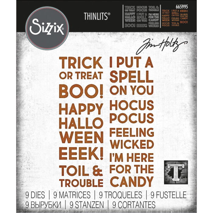 665995 Sizzix Tim Holtz die Bold Text Halloween tekster i put a spell on you hocus pocus trick or treat boo tekster
