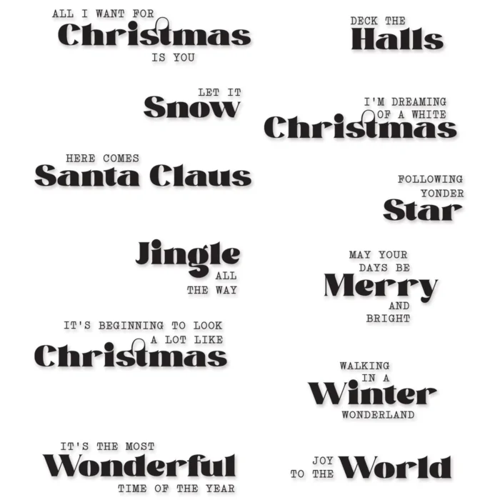 666319 Sizzix Seasonal Vibes Stempel Forside Tekststempler Julesange Christmas Songs Clearstamps