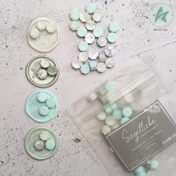 CD-SW-031 Creative Depot wax beads Mint Mix lysegrønne voksperler vokssegl