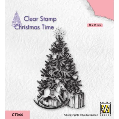 CT044 Nellie Snellen clear stamp Christmas Tree & Presents stempelmotiv stempel stempler juletræ julegaver gyngehest farvelægningsmotiver