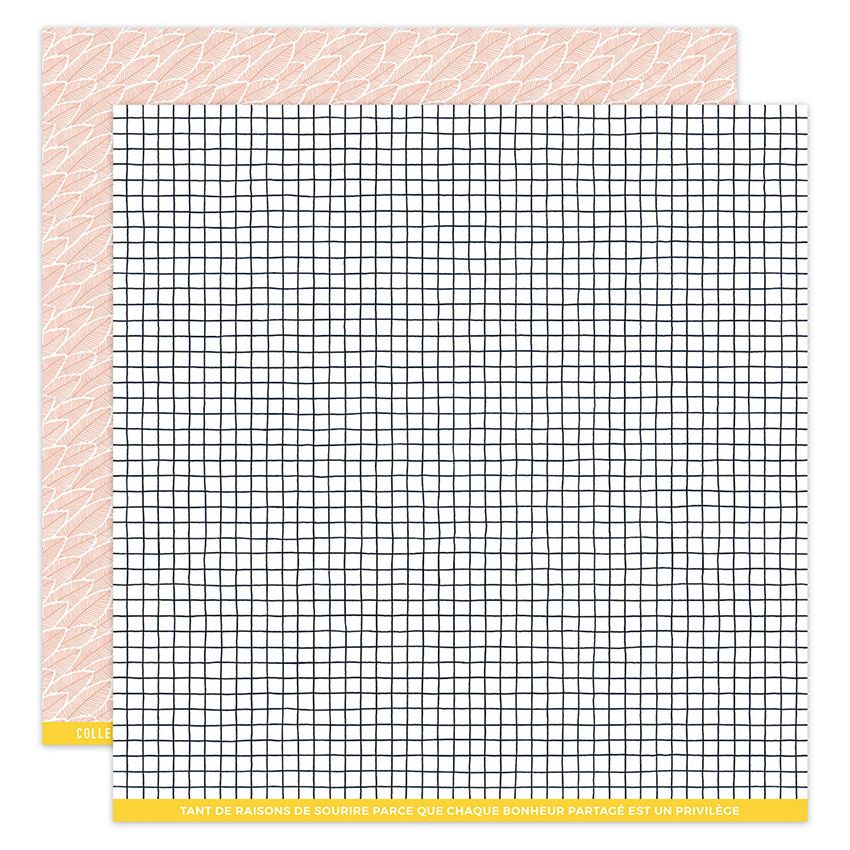 FDPI121008 Florilèges Design Design papir Papier Imprimé Dolce Vita 8 blade lyserøde ternet sort hvid mønstret karton