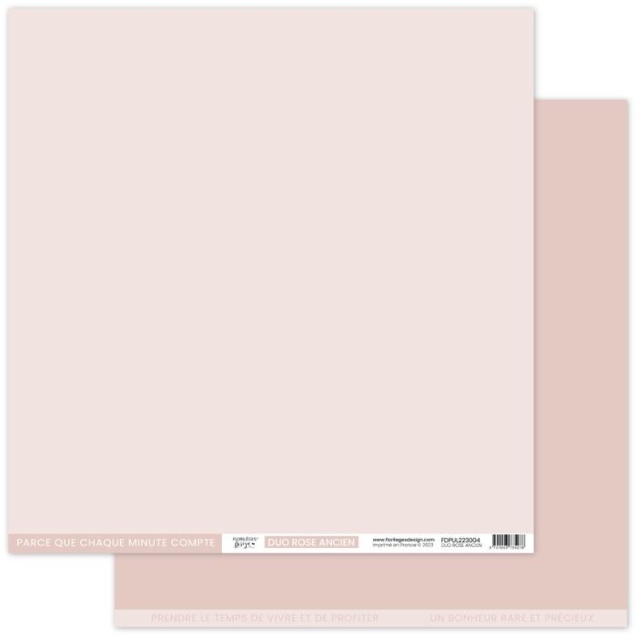 FDPUL223004 Florilèges Design design papir Uni Duo Rose Ancien gammelrosa lyserød pink karton papir 30x30