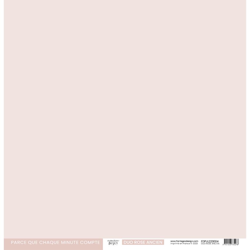 FDPUL223004 Florilèges Design design papir Uni Duo Rose Ancien gammelrosa lyserød pink karton papir 30x30