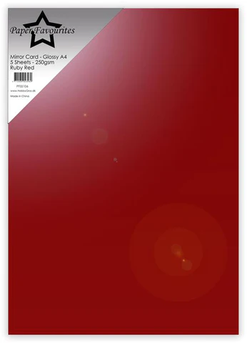 PFSS106 Paper Favourites Mirror Card Ruby Red mørkerød blank metallisk karton