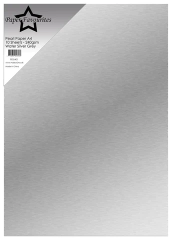 PFSS401 Paper Favourites Pearl Cardstock Water Silver Grey perlemorseffekt karton papir sølv