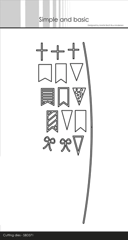 SBD371 Simple and Basic Design die Flags on a Rope dannebrogsflag flagranke banner