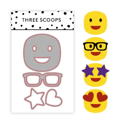 TSCD0209 Three Scoops die Smiley die - Happy emojien briller stjerner hjerter