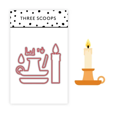 Three Scoops DIES TSCD0317 Lysestage Die Julelys Stearinlys Flamme Candleholder