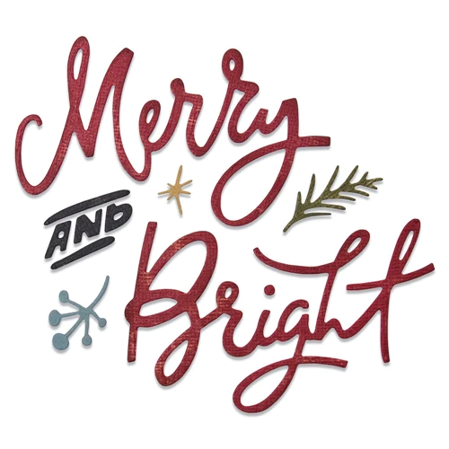 664739 Sizzix Tim Holtz die Merry & Bright tekster juletekster merry christmas