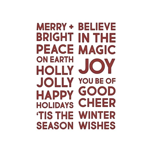 666062 Sizzix Tim Holtz die Bold Text Christmas juletekster merry + bright believe in magic joy holly jolly peace on earth 'tis the season christmas carols