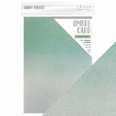 8890E Craft Perfect Spring Meadow Ombre Card Opalescent Green grønt glimmer glitter