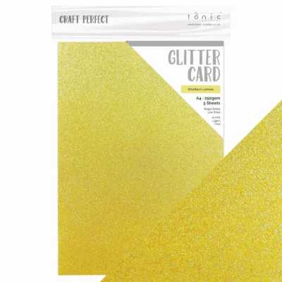 9956E Craft Perfect Glitter Card Sherbert Lemon gul glimmer karton papir