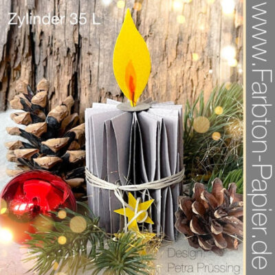 D-PP-3D0035L FarbTon die Zylinder Hoch (35L) cylinder lys flamme kalenderlys foldet julepynt