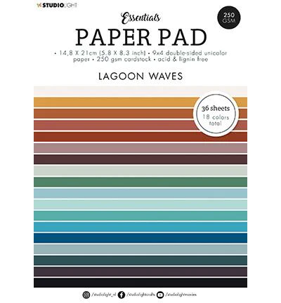 SL-ES-PP89 Studio Light Paper Pad Lagoon Waves papir blok karton blå turkis brune lilla violette