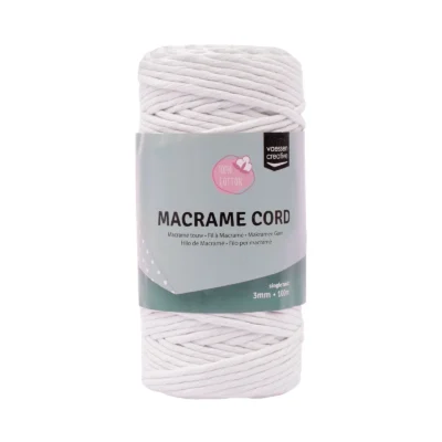 11305-05 Vaessen Creative Macrame Cord 3mmx100m White macramé macrame knytning hvid snor