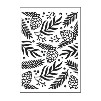 1219-420 Darice Embossing folder Greens & Sprig Berries grene grankogler blade