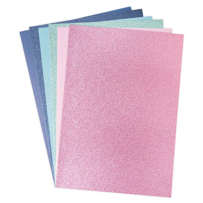 665697 Sizzix Opulent Cardstock Pack Muted lyserød grøn blå karton papir metallisk glimmer glitter karton papir