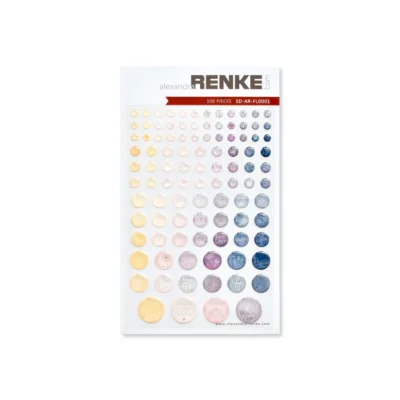 SD-AR-FL0001 Alexandra Renke 3D Sticker Dots Floral Beauty klistermærker enamel dots tekster gul lyserød lilla blå