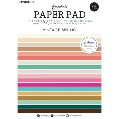 SL-ES-PP92 Studio Light Paper Pad Vintage Spring papir karton blok lyserøde brun grønne farver