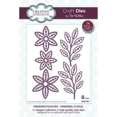 CED1487 Creative Expressions die Finising Touches - Pinwheel Floral blomster bladgrene