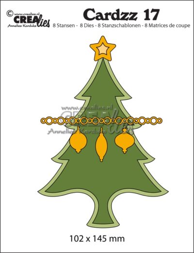 CLCZ17 Crealies die Christmas Tree (Cardsize) juletræ jul julekort julekugler juleornamenter julestjerner