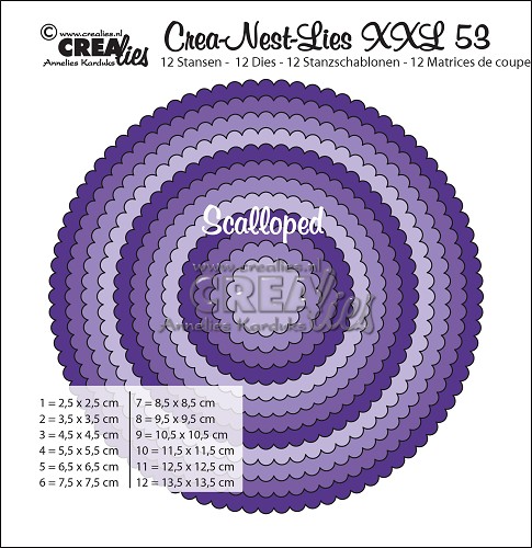 CLNestXXL53 Crealies die Crea-Nest-Lies XXL Scalloped Circles cirkel med tungekant scallop muslingekant tittekant vippekort cirkel cirkler